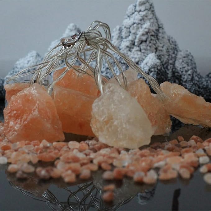 Fantasee Himalayan Salt String Light, Natural Hand Carved Salt Crystal Light Release Negative Ions for Bedroom, Living Room, Office, Home Deco, Yoga, Night Light, Gift (11.5ft 20led)