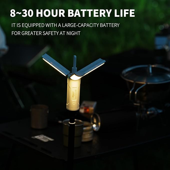 Folding Rechargeable Camping Light with Stand,Allspark Collapsible Waterproof Hanging Tent Lantern,Magnetic Dimmable Portable Power Supply Lamp with Detachable Tripod for Power Outage,Hurricane,Hiking