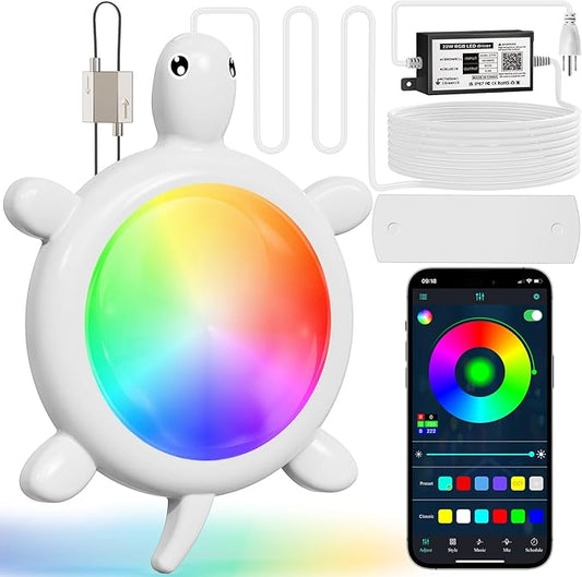 PRIORARE 22W Submersible Pool Lights, 5V Underwater Pool Light for Above Ground Inground Swimming Pools with APP Control Magnetic Led Pool Lights RGB Dimmable Timer IP68 Waterproof Music Sync