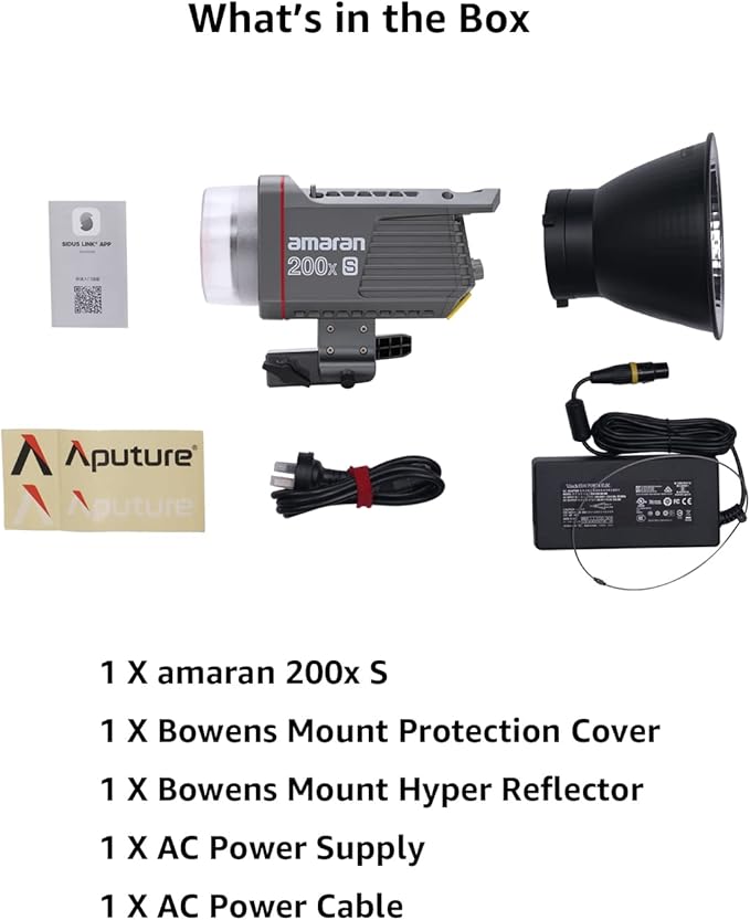 amaran 200x S 200W Bi-Color LED Video Light,Bluetooth App Control Studio Light,DC/AC Power Supply Bowens Mount Silent Fan Photography Lighting(amaran200xs)