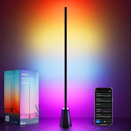 RGBCW Corner Floor Lamp, Smart Floor Lamp pro, Upgraded 1500lm, 16 Million Colors, Music Sync,2700-6500K, LED Corner Lamp with Alexa & Google Compatible, Led Floor Lamps for Living Room Bedroom Gaming