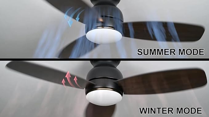 Carro Ceiling Fan with Lights, Indoor & Outdoor Ceiling Fan, 44" Low Profile DC Smart Ceiling Fan Compatible with Alexa, Siri, Google Home & Smart APP, Dark Walnut