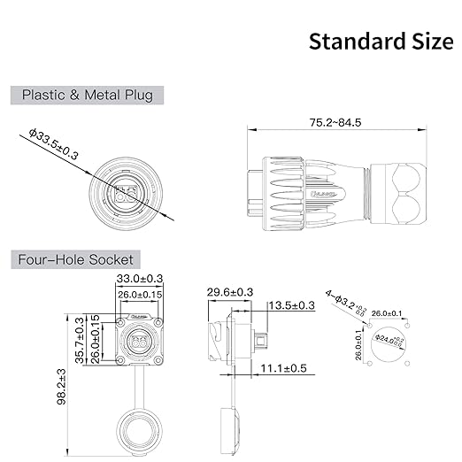 CNLINKO DH-24 Fiber Optic Connector, LC Single Mode Dual Core, Metal Aviation Plug and Panel Mount Socket, IP68 Waterproof Connector for Internet Devices, M24 Signal Connector (Fiber Optic Set)