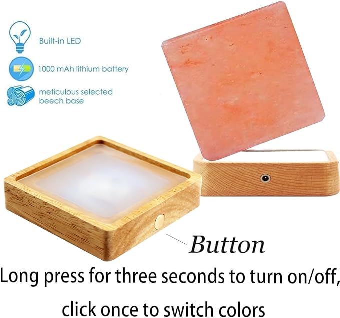 TAOHUA GARDEN Natural Himalayan Cordless Salt Lamp Rock Crystal Rechargeable（Built-in Battery） Remote Control 15colours Decorative Present for Friend