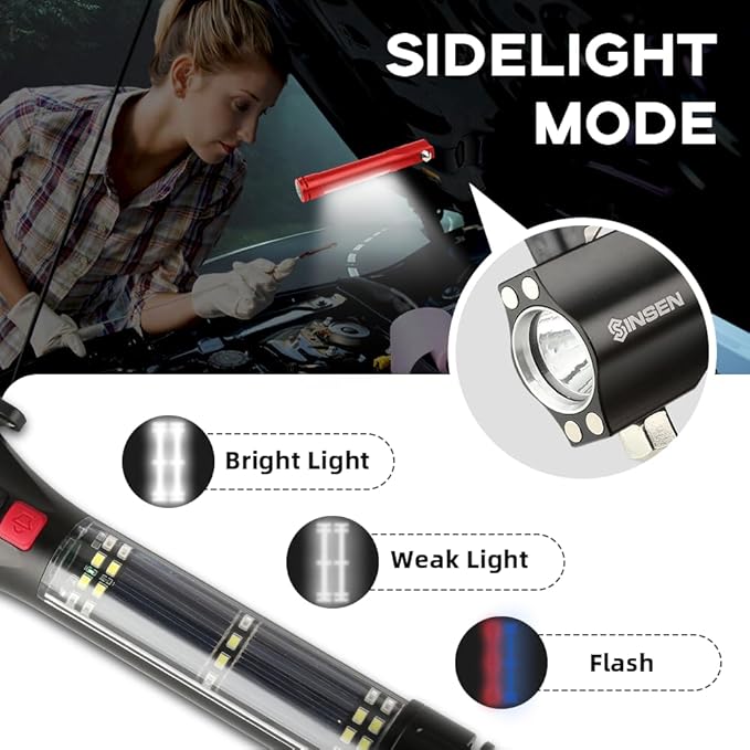 SINSEN Car Window Breaker Seatbelt Cutter, Emergency Escape Tool with Compass, Multi Tactical Safety Hammer Rescue Kit