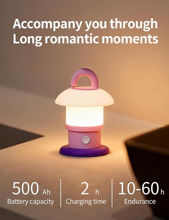 LED Night Light for Bedroom - Tap Control Table Lamp with 3 Brightness Levels, USB Rechargeable & Battery Powered Bedside Lamp for Kids and Nursery Christmas Gifts for Birthday