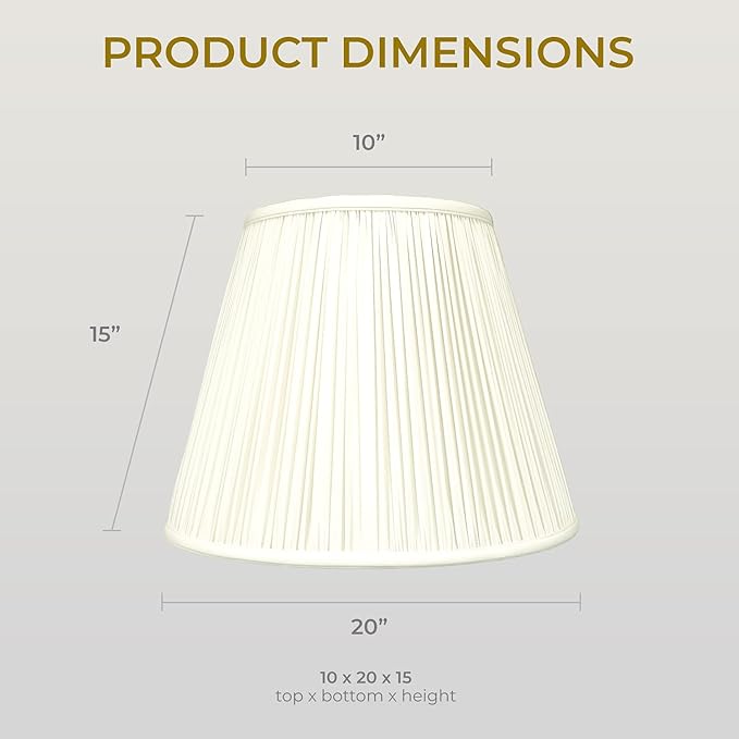 Royal Designs Deep Empire Gather Pleat Basic Lamp Shade, Eggshell, 10 x 20 x 15