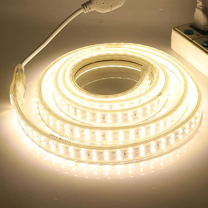 SUYOOULIN LED Strip Lights, High Voltage AC110V-130V 33ft/10m Super Bright 40000LM Waterpoof IP68 2835 180 LEDs/m LED Light Strips for Home Garden Outdoor Decoration(Warm White 3500K)