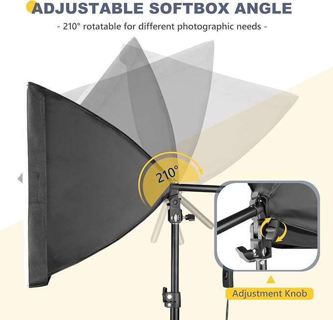 Torjim Softbox Photography Lighting Kit, 16'' x 16'' Professional Softbox Lighting Kit with pcs 40W E27 Socket 8000K Bulbs, Studio Lights for Photography/Recording/Live Streaming/Portraits Shooting