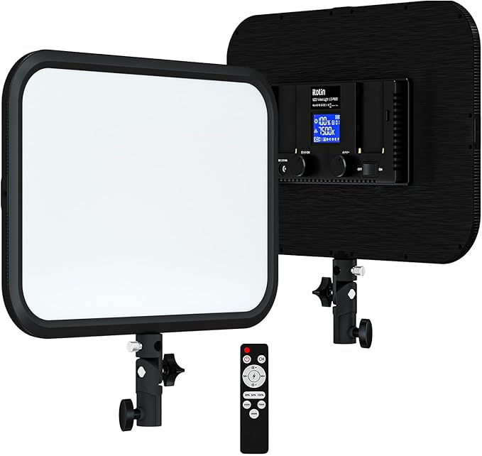 LED Video Light Panel, 45W LED Video Light Studio Photography Lighting, Super Slim Light Panel, Bi-Color Light 3200K–7500K, 8 Scene Lighting Effects