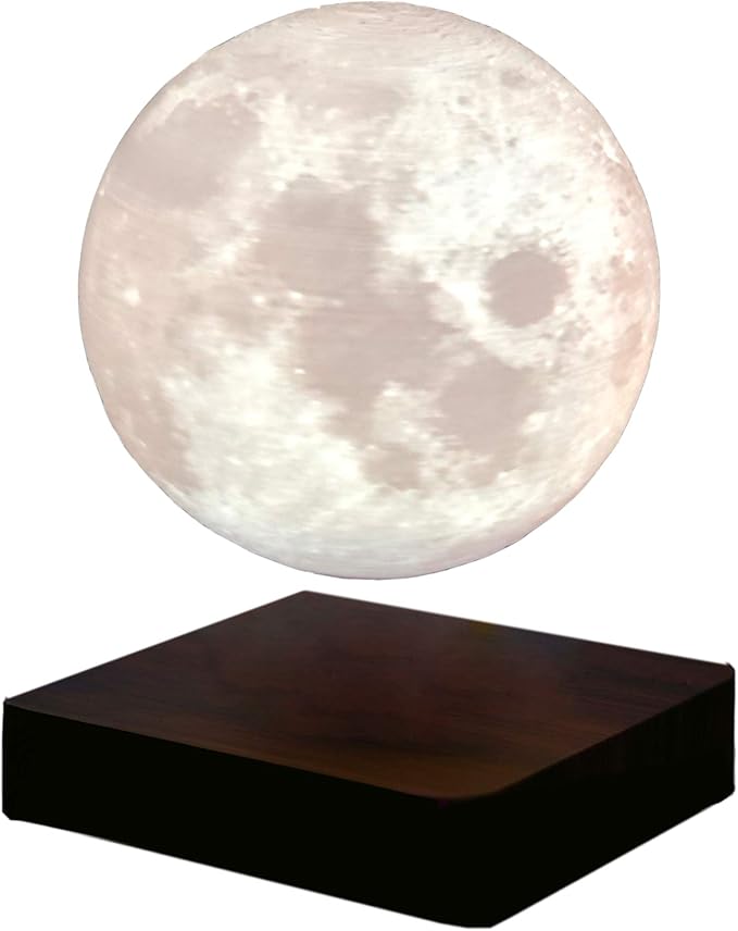 ACEDOAMARE Night Light Moon Light Magnetic Floating Planet Lamp Interior 3D Print LED Bedside Nursing Creative Gift Table Lamp (15cm Moon)