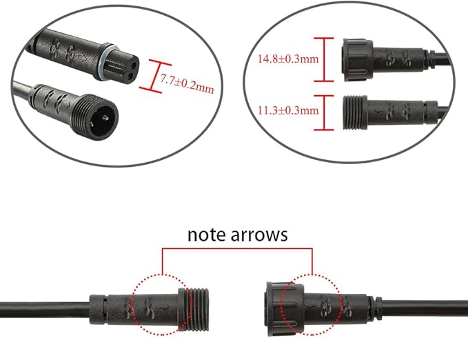 Pack of 5, FVTLED 3m 9.84ft 2Pin Extension Cable Wire with Male and Female Connectors at Both Ends Only for FVTLED Single Color LED Deck Light
