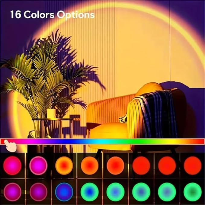 1pc Vibrant Sunset Projection Light - 16-Color Spectrum, USB Remote Control, Dynamic Color Changing LED Light - Creates Warm HOM