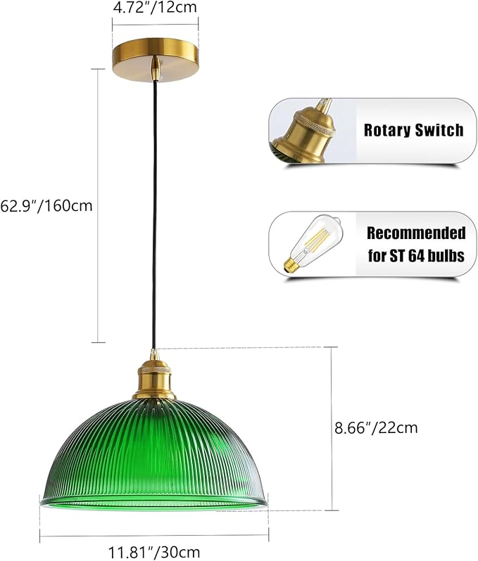 Vintage Pendant Light Fixtures: Glass Pendant Lights Kitchen Island, Modern Green Pendant Light Fixture for Bedroom Dining Room