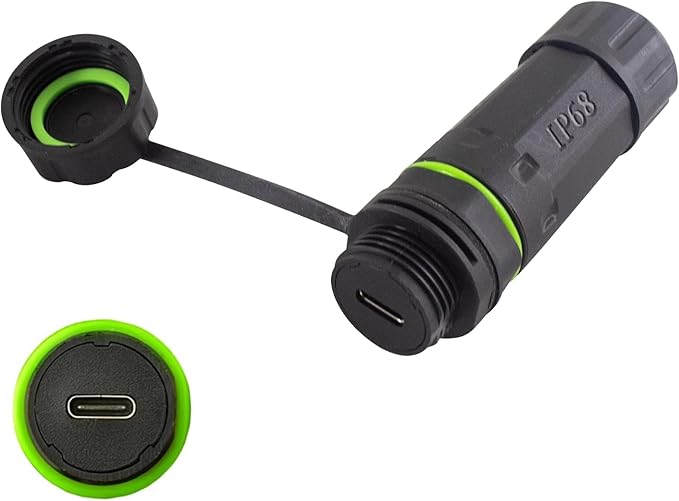 Poyiccot 10Gbps Waterproof USB C Female to Female Adapter, Waterproof USB C Coupler, USB Type C 3.1 Pass Through Bulkhead Connector Outdoor Charging Socket for Data Transfer,1-Pack
