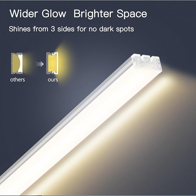 12'' Aluminum Under Cabinet LED Lights, 6-Pack Ultra-Slim Bars, Plug-in & Wired Touch Dimmer, Adjustable 2700K-6500K Color Temp, Seamless Linkable, Easy Install for Kitchen/Closet/Shelf