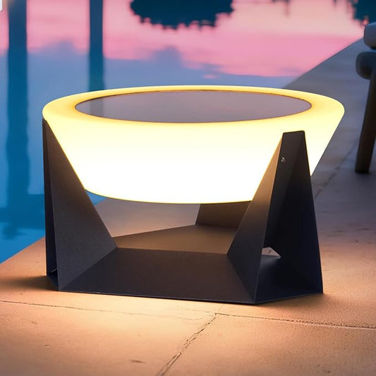 11.02" Corner Floor Lamp, IP54 Waterproof Floor Lamp Modern, 3000K Outdoor Light Lamps, Modern Solar Patio Lights Outdoor Free Standing, Smart Patio Lantern, Solar Powered Porch Lantern for Yard
