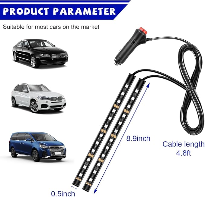 Car LED Strip Light, 24 LED RGB Auto Under Dash Interior Atmosphere Lights, Cigarette Lighter Decorative Lamp Ambient Night Light, Universal Lighting Kit Car Accessories (Green)