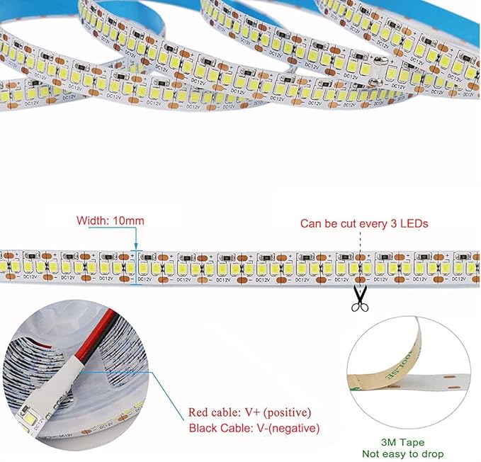 SUYOOULIN LED Strip Lights, SMD 2835 LED Strip, DC12V 1200LEDs 16.4Ft 26000LM High Density LED Light Strips Waterproof IP65, 3 Times Brightness Than SMD3528 LED Strip, Green