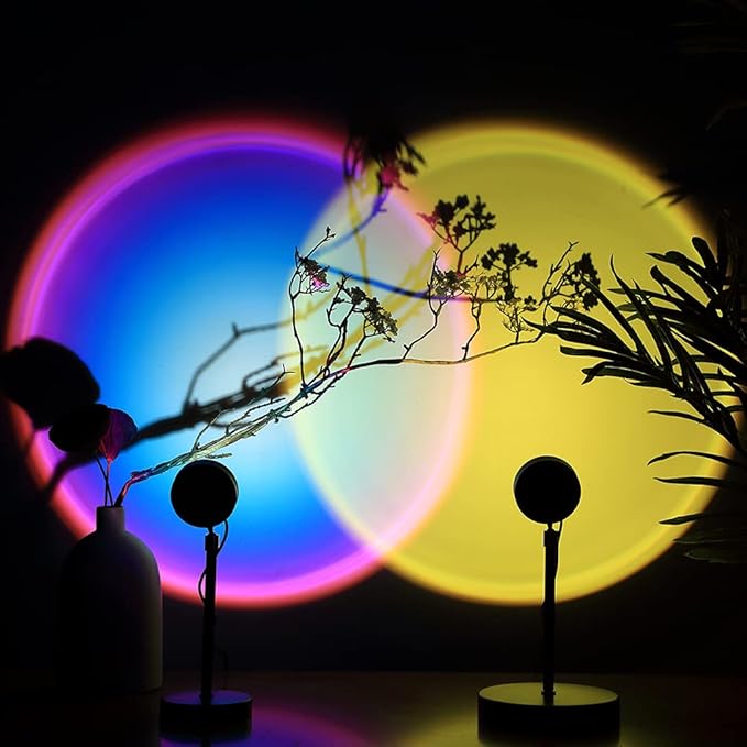Sunset Lamp, Projector Rainbow Light 360 Degree Rotation Sunset Projector Lamps, Projection Night Light for Selfie/Photography/Home/Bedroom Decor/Living Room, USB Night Light (6 Colors) 1