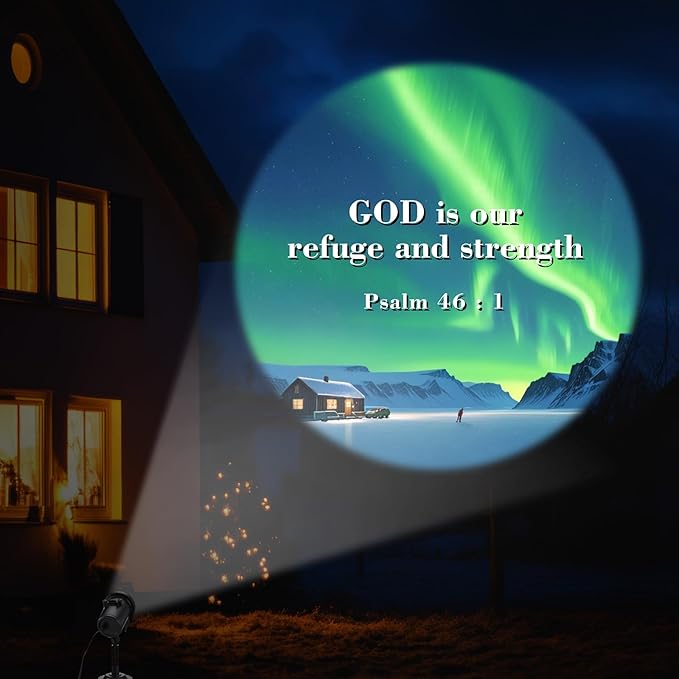 Bible Verse Projector Galaxy Projector Lights 2026 Upgrade 3D Dynamic Outdoor Indoor Decoration 4 Colors Light with Remote 12 HD Effect, Christian Gift House Window Garden Decor