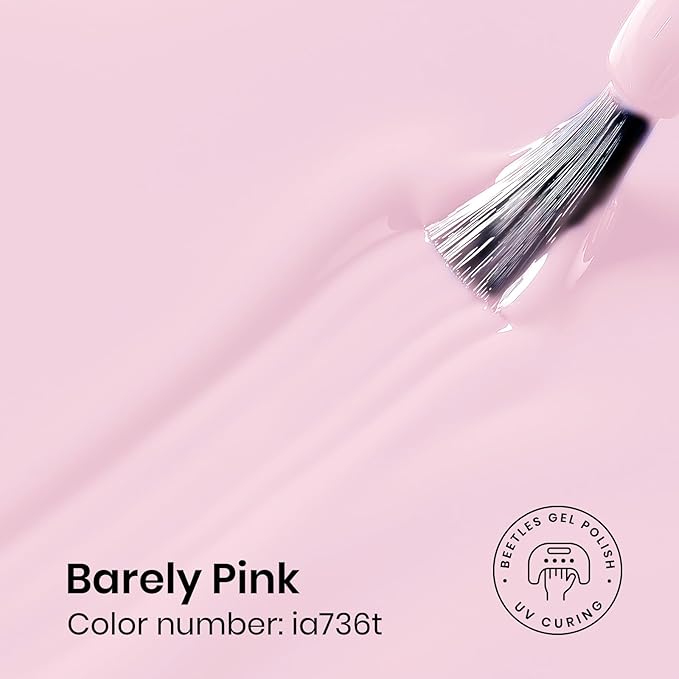 Beetles Pink Gel Nail Polish - 15ml Baby Pink Gel Polish Soak Off UV LED Needed Nail Art Manicure Salon DIY Design at Home Spring Nails Gifts for Woman