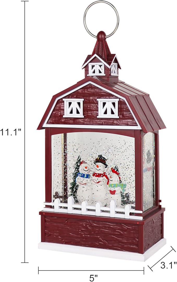 Eldnacele Musical Snow Globe Lantern with Timer, Lighted USB/Battery Operated Swirling Singing Water Glittering Light, Snow Globes Lantern for Adults and Kids Christmas Decoration- Snowman