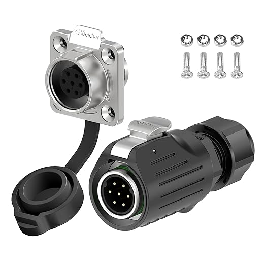EW-LP16 Industrial Waterproof Connector IP68 Quickly Plugging Aviation Connector Anti-Interference Circular Connector Fast Release Electrical Connector M16 2-9 Pin Flange Socket (7 Pin)