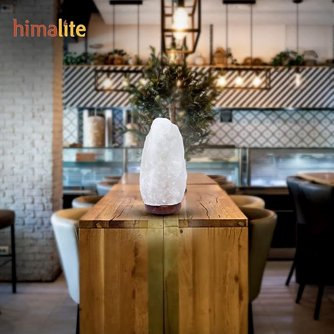 LED White-Color Changing Pure Himalayan Salt Lamp 7 Inches Tall with USB Adaptor and Wooden Base Himalite Carnival of Lights White_salt_Lamp