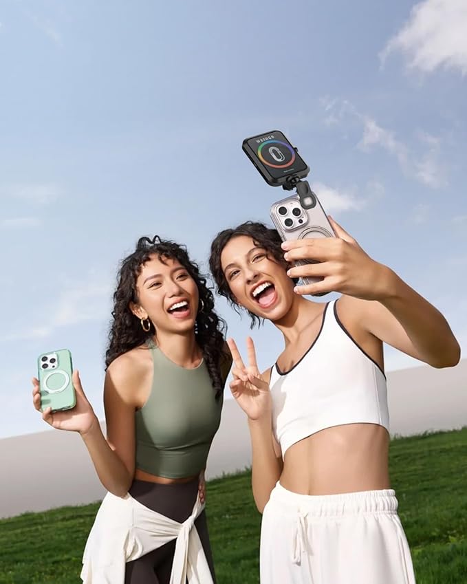 Magnetic Portable Selfie Light for iPhone: RGB Rechargeable Phone Fill Lights, Ring Light for Camera Picture, Makeup Photo, Video Conferences, Laptop Use, Zoom Meetings, TikTok, Vlog Photography