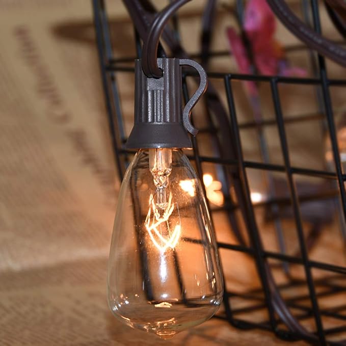 ST38 Edison Replacement Light Bulbs, 7W Clear Glass String Lights for Outdoor Patio Garden Wedding Decor, C7/E12 Screw Base, 10 Pack