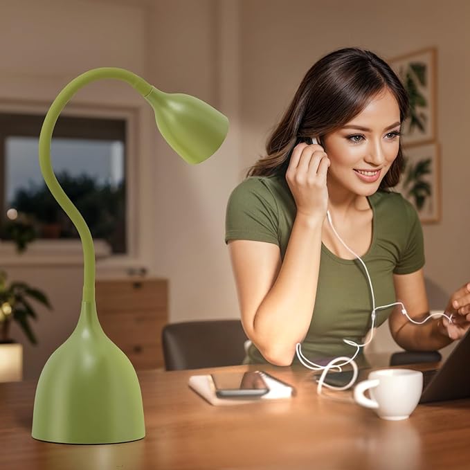 Gooseneck Desk Lamp 360° LED Flexible Reading Light Small Desk Lamps for Small Spaces Home Office Bedroom College Dorm Desk Bookshelf Nightstand Table Lamp (Green)