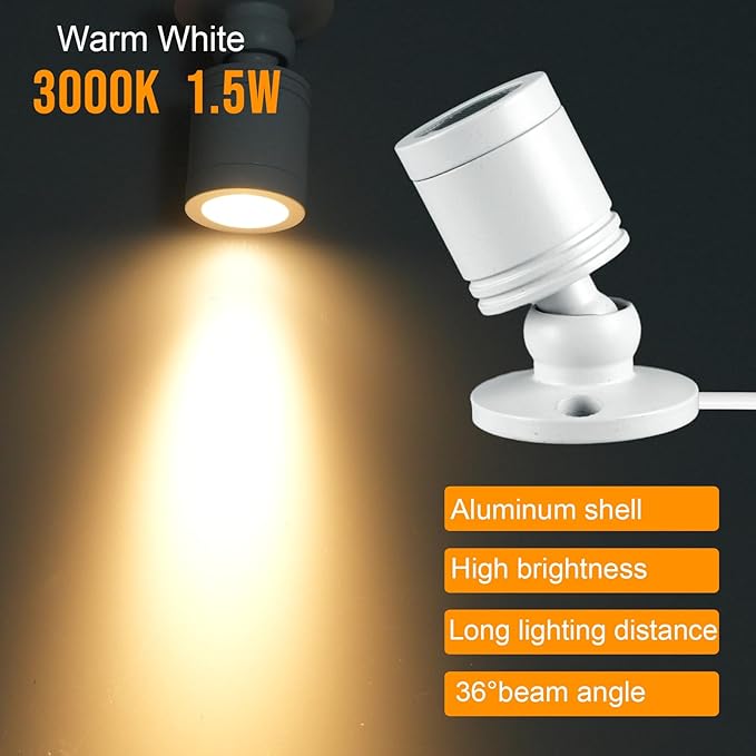 Taysing LED Spotlight USB Lights 2W Picture Uplighting Indoor Stick Spot Lights for Wall Art Display Dartboard Painting Artwork Accent Lighting(Warm White, 2 Pack)
