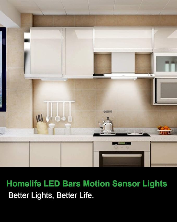 Under Cabinet Lighting, 80 LED Motion Sensor Light Indoor, Rechargeable Closet Light, 3 Color Temps Under Cabinet Lights, Wireless Dimmable Under Counter Lights for Kitchen, Pantry (2 Pack)