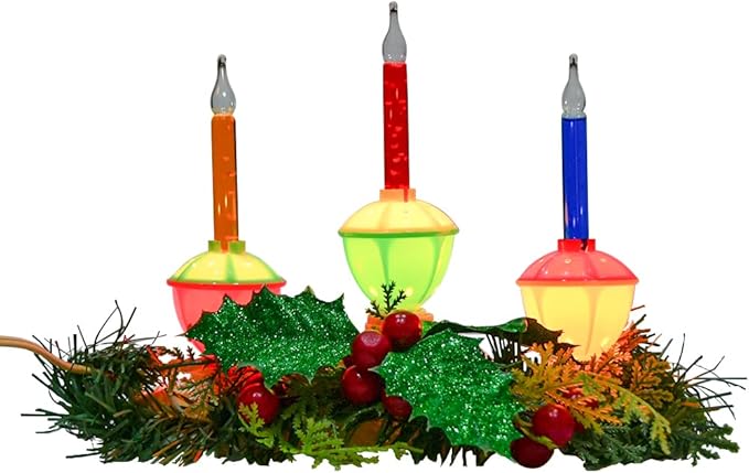 Goothy 3 Lights Bubble Candle Lamp, Plug in Electric Window Candle Lamps with 4 Multicolor Bubble Light(1 Spare), C7/E12 Base, Vintage Bubble Light Candle Great for Christmas Mantel Window Table decor