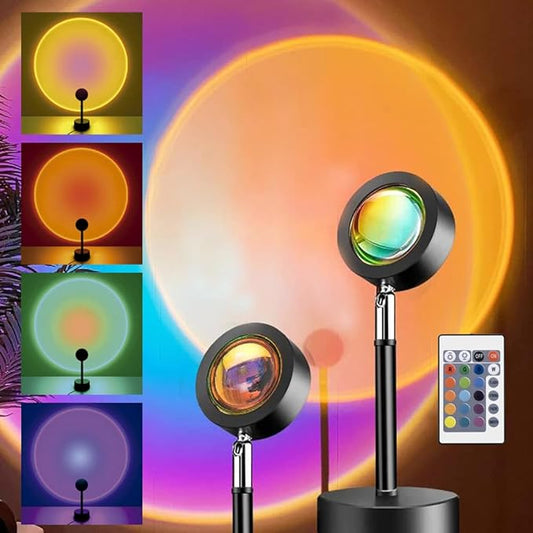 Fisura - Sunset lamp. Sunset lamp with 16 Colors and 4 Light Modes. Romantic Table lamp with 180º Rotation. Ambient Light 25,4 x 68,58