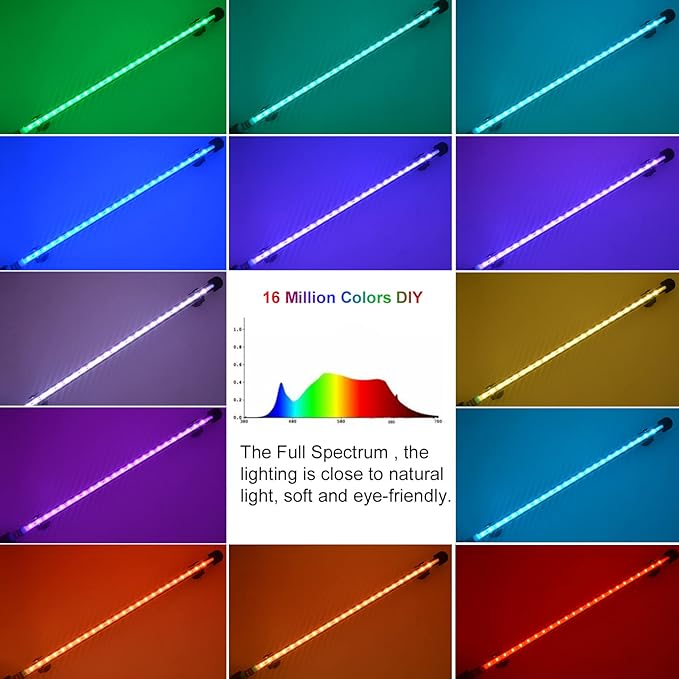 VARMHUS LED Aquarium Light,Fish Tank Light with Remote Controller&APP Control,DIY Full Spectrum Optional Color&Intelligent Timing and Dimming,29 Light Modes and 4 Music Control Modes 12LEDS-RGB 11''