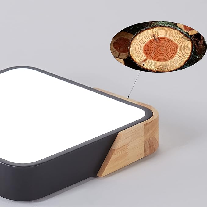 LED Ceiling Light, Flush Mount Ceiling Light Dimmable 36W, Light Fixtures Ceiling Mount with Remote, Wood Modern Ceiling Lamp, Ceiling Lights for Bedroom Kitchen Living Room Hallway,15.7in