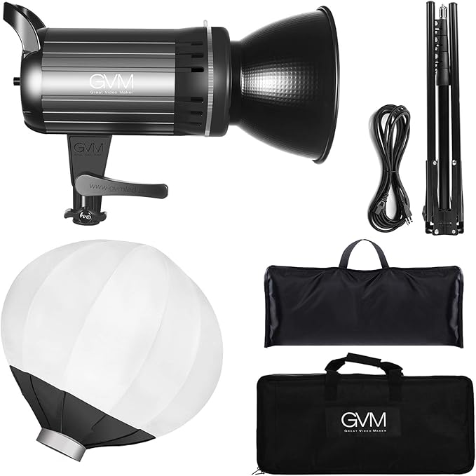 Bi-Color LED Video Light, GVM 100W Photography Lighting with Bowens Mount, APP Control System, Lantern Softbox Video Lighting Kit for YouTube Outdoor Studio, Dimmable 3200K-5600K, CRI 97+