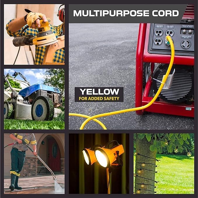 Iron Forge Cable Outdoor Extension Cord 200 Ft - 10 Gauge Heavy Duty Extension Cord, 15 AMP, 10/3 Yellow Power Cable SJTW Weatherproof with 3 Prong