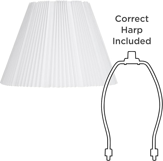 Hardback Knife Pleated Empire Lamp Shade Brussels White Large 9" Top x 17" Bottom x 12.25" Slant x 11.75" High Spider with Replacement Harp and Finial Fitting - Springcrest