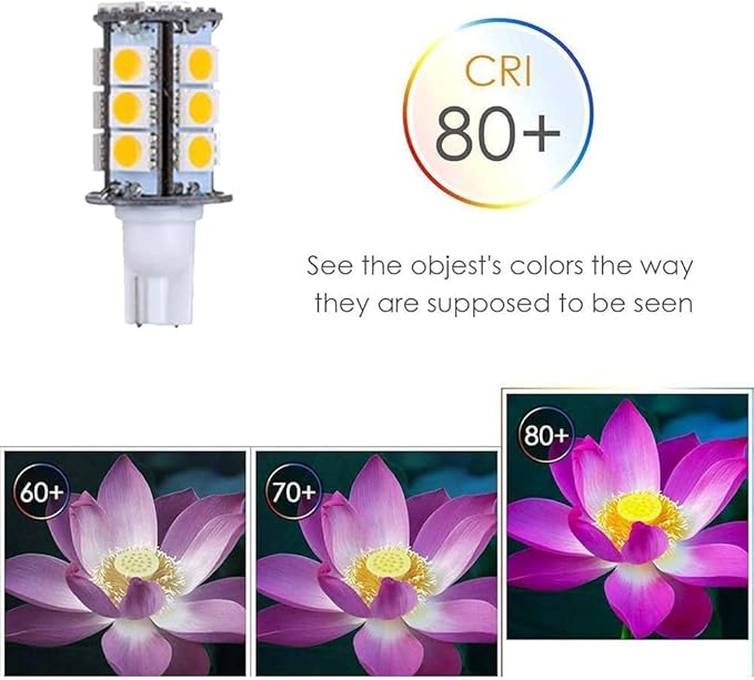 T5 T10 921 194 Wedge Base LED Light Bulb High Brightness 12VAC/DC 3Watt Warm White 2700K-3000K for for Outdoor Landscape Lighting Deck Stair Step Path Lights and RV Lights 4pcs