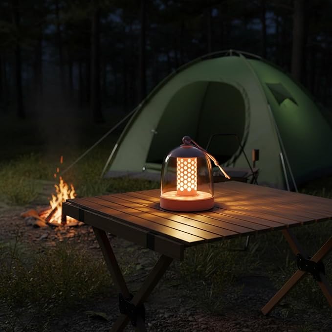 Camping Lantern, IPX4 Waterproof Touch Control LED Night Light, USB Rechargeable & Long Lasting Battery, Portable Hanging Tent Lamp for Outdoor Camping Hiking Backpacking, Pink