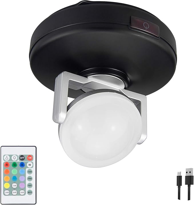BIGMONAT Battery Operated Wireless Spotlight, Color Changing Accent Light, Rechargeable Dartboard Light with Remote, Dimmable RGB Puck Light for Up Lighting Painting Picture Artwork Tree Plant