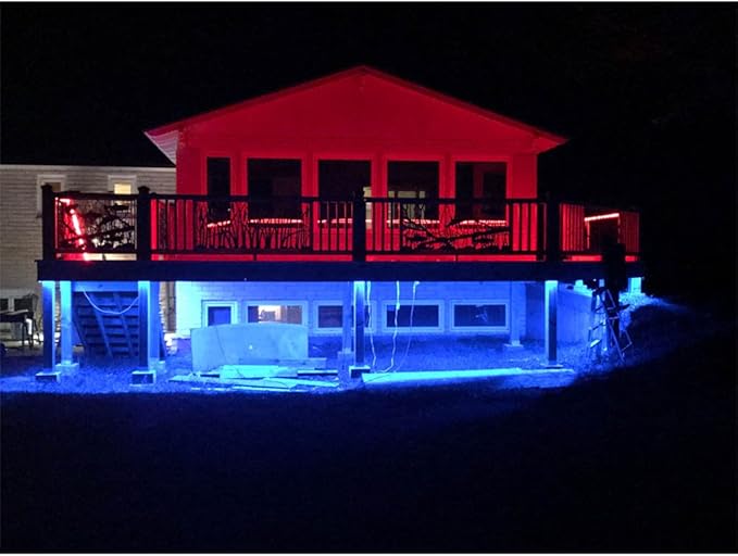 10FT 20FT 50FT 100FT 120FT 150FT 160FT 180FT 200FT 12V 60LEDs/M IP65 Waterproof RGB SMD 5050 LED Strip Light Flexible w/Music Sensed Controller & Power Supply (70)