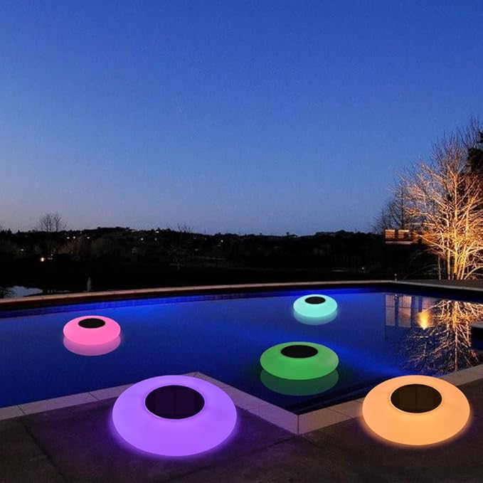 Solar LED Lights Inflatable,Swimming Pool Light Solar Floating Light Floating Pool Lights with Multi-Color LED Waterproof for Outdoor Garden (L) 1pc