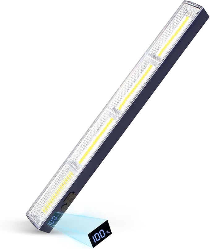 Magnetic Light BAR,15.75-inches 7500mAh 8000 Lumens Rechargeable Portable Lamp Built-in 216-LED Bulbs,with Handy Hook with 2 Magnets Endurance