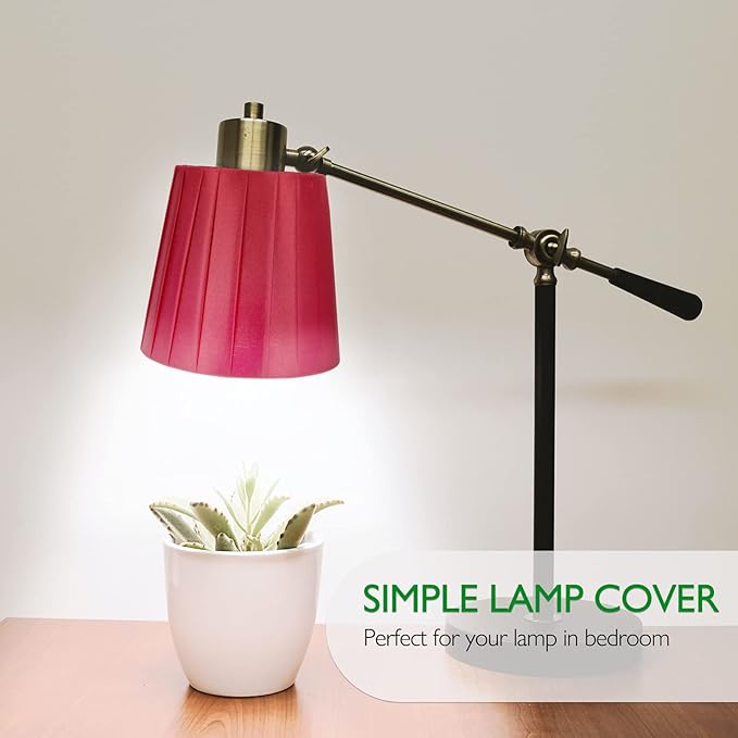 Lamp Shades Cloth Lamp Shade, Pleated Lamp Cover Clip on Lampshade Table Lamp Chandelier Shades for Home (Red) Vintage Decor