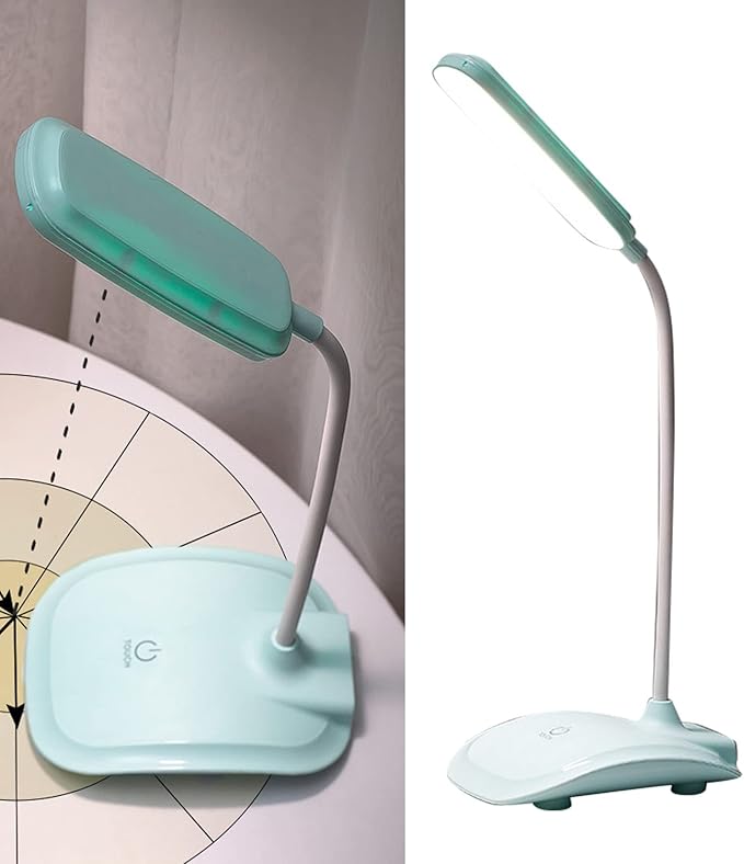 LED Desk Lamp, Touch Control Three Level Color Temperature USB Charging Table Study Lamp Portable Reading Light for Home Bedroom Dorm Study Office(Cyan)