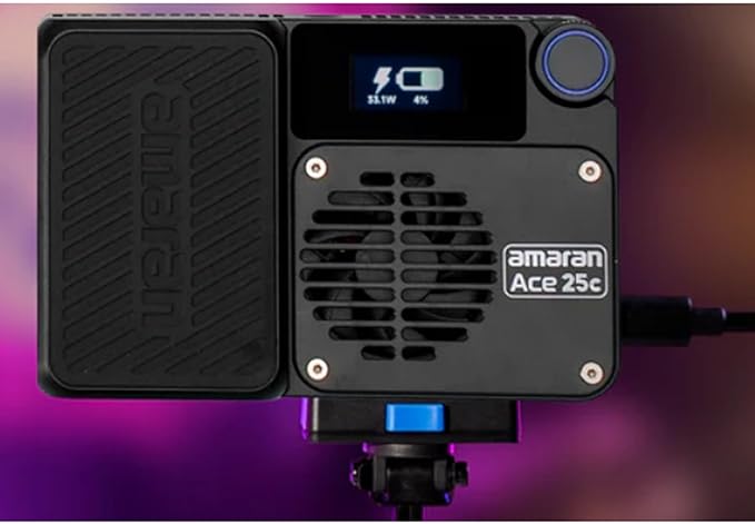 Amaran Ace 25c Pocket On-Camera RGBWW LED Video Light, 25W & 32W Boost Mode, Full-Color CCT 2300-10000K, 1171 Lux@1m(5600K), 4500mAh Rechargeable Battery with PD Fast Charging Creators (Charcoal)